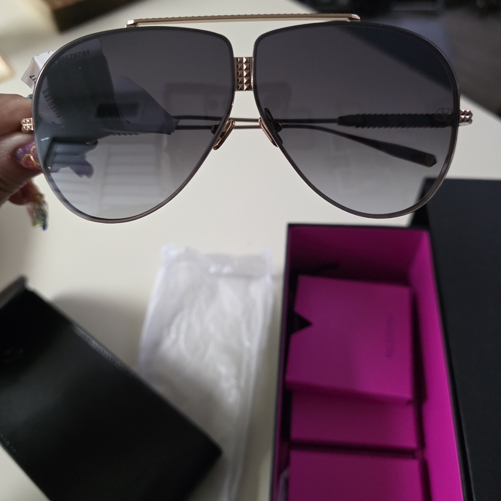 Valentino Black and Gold Aviator Sunglasses - Picture 11 of 16